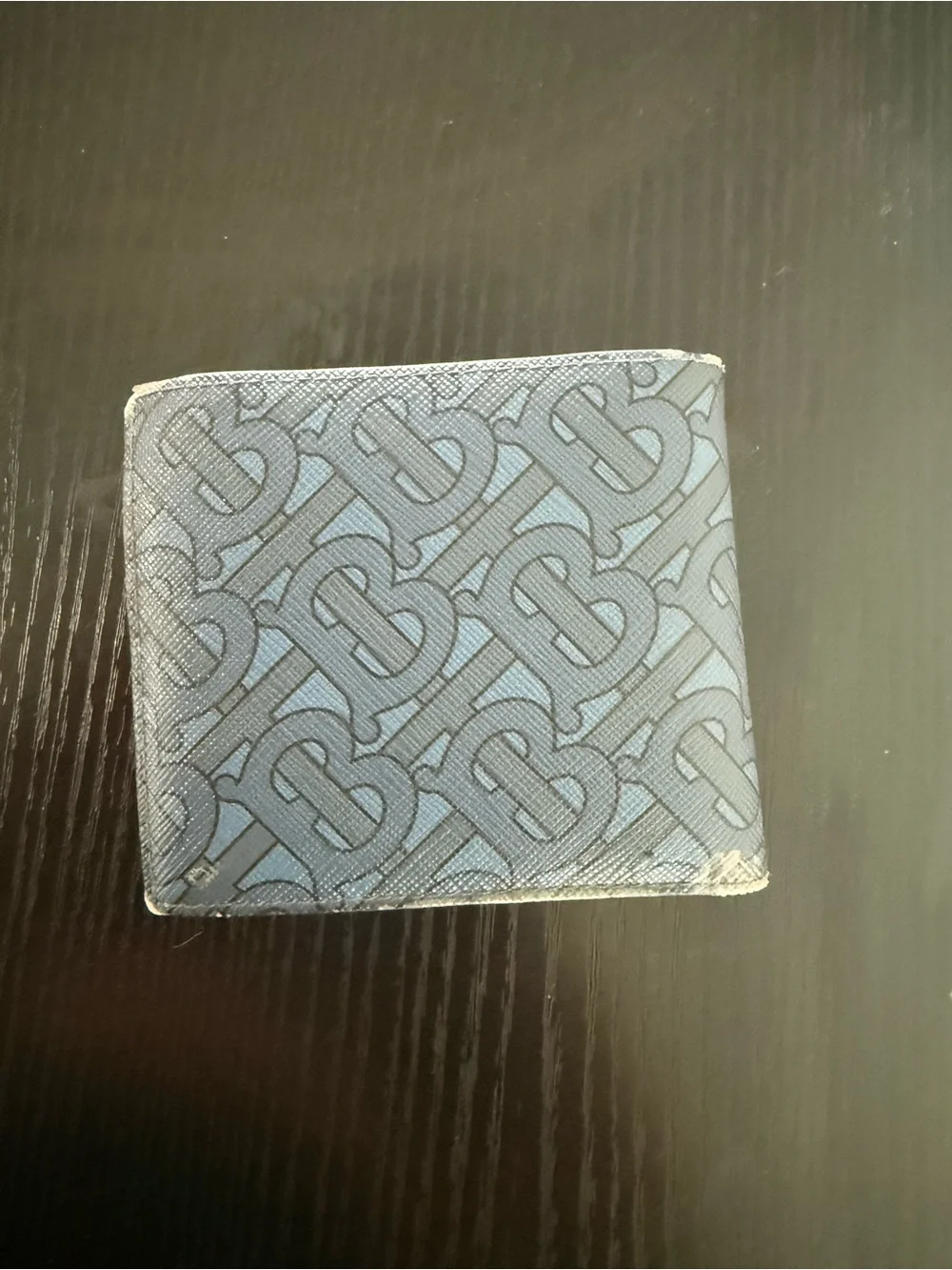 Burberry Blue TB Monogram Leather Bi-Fold Wallet